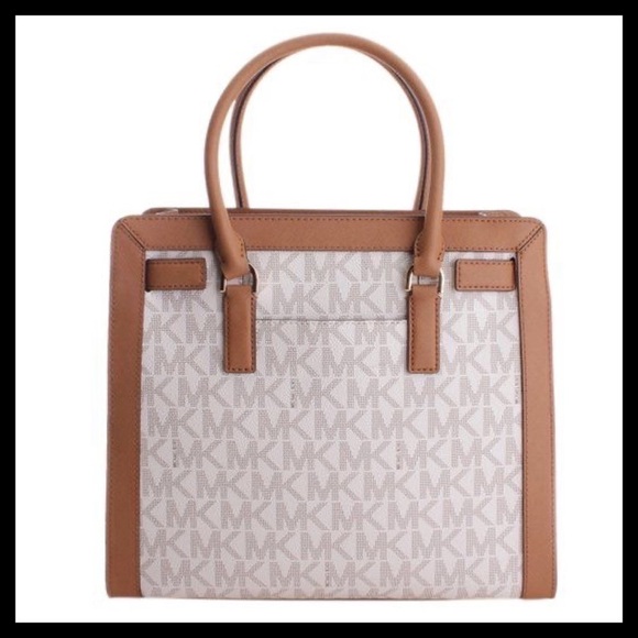 MICHAEL Kors Large Dillon Satchel Vanilla & Acorn Signature Mk - Picture 2 of 16